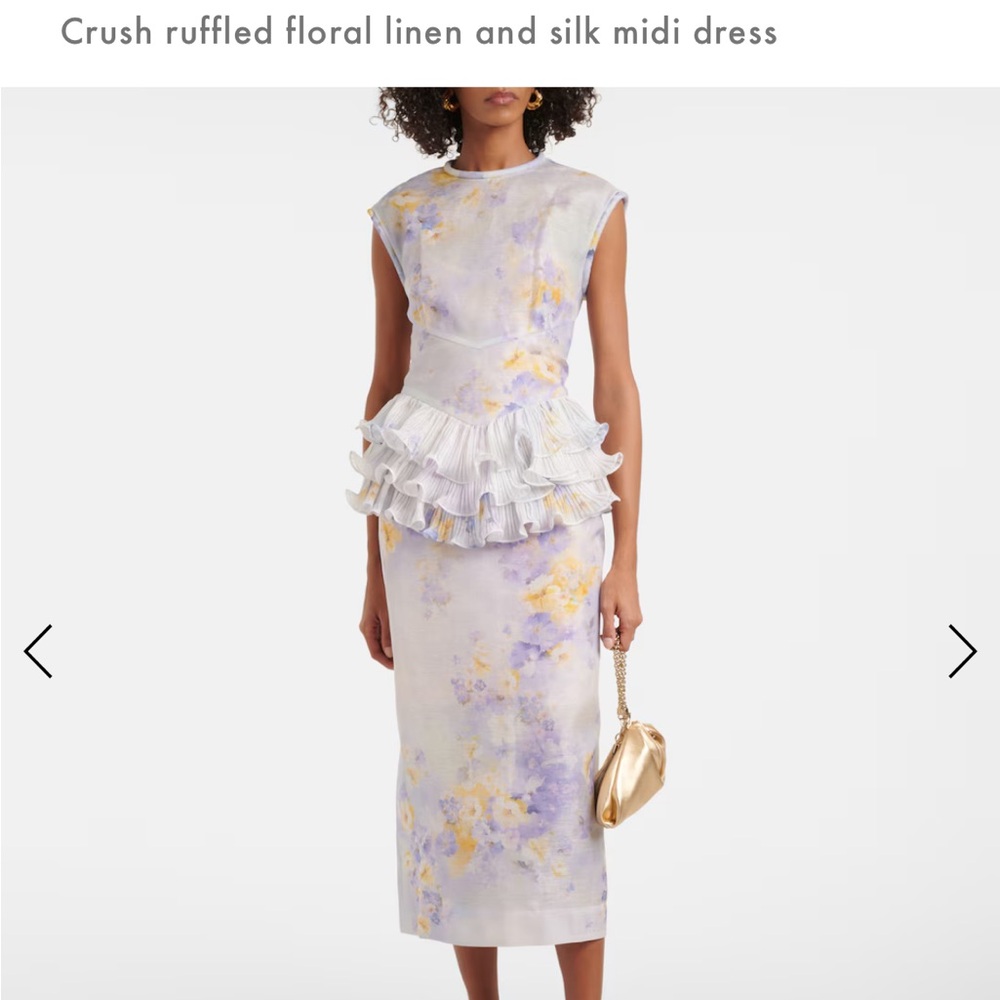 NWT Zimmerman crush floral linen and silk midi dress.